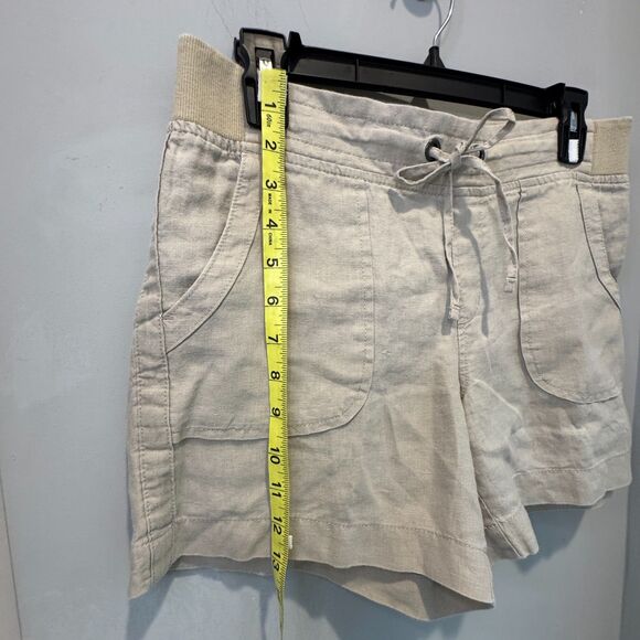 Athleta Tan Linen Drawstring Pull-On Shorts - Size 4, Lightweight Vacation Wear - Picture 4 of 8